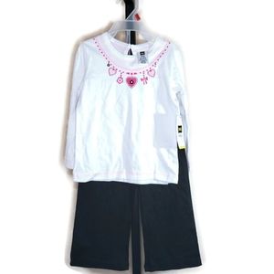 DG 2 Piece Set White Long Sleeve Shirt and Black Pull On Pants 24months